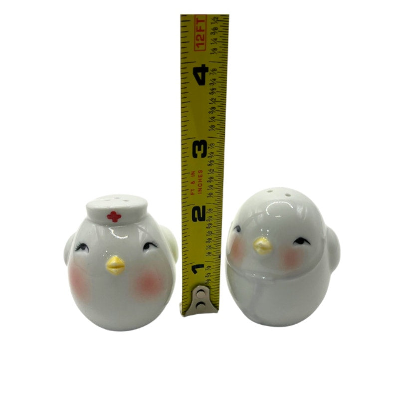 Vintage Ceramic Bird Salt and Pepper Shakers Doctor Nurse Whimsical Medical