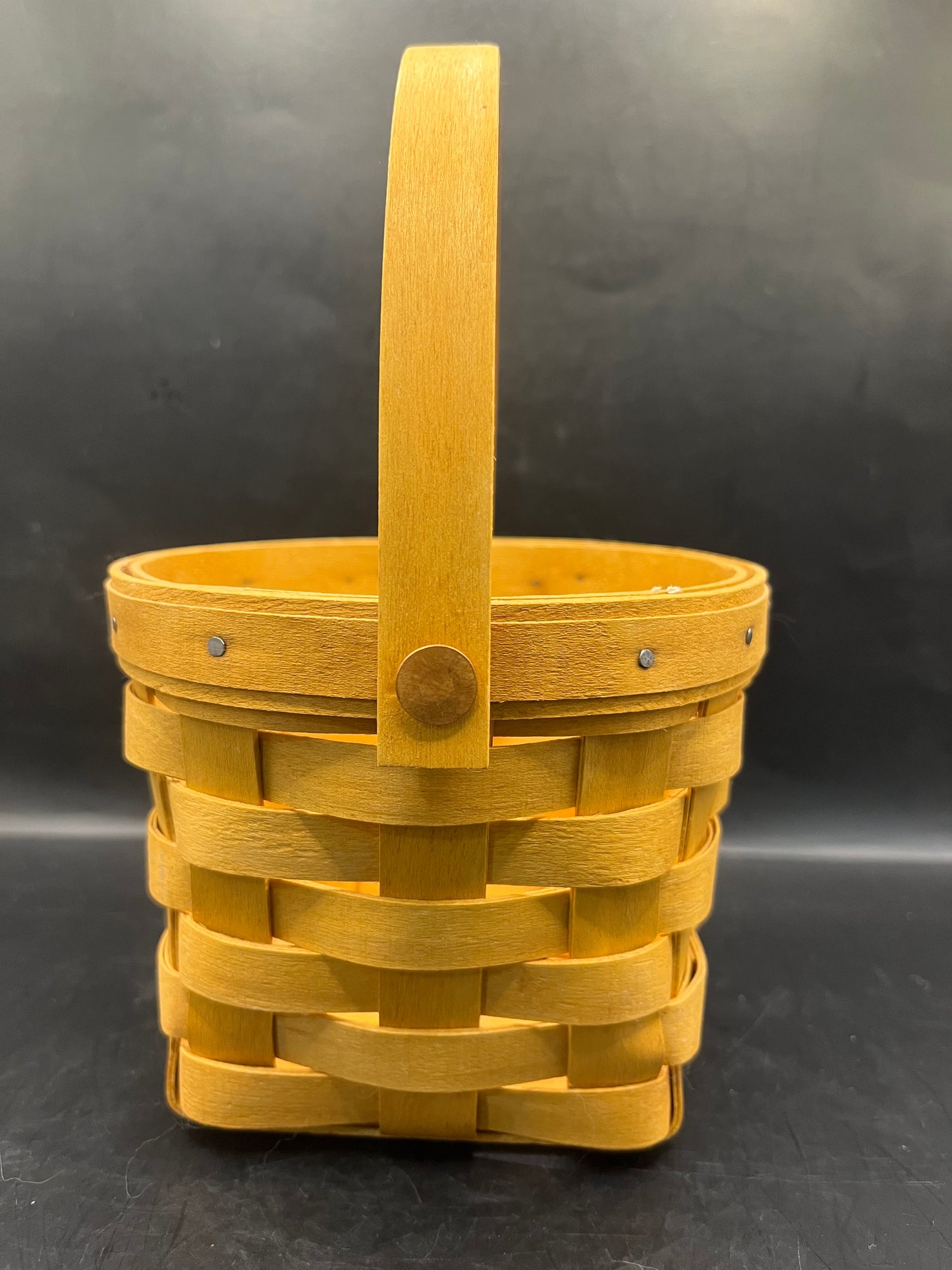 1998 Longaberger Berry Square Bottom Round Top Basket With Swing Handle