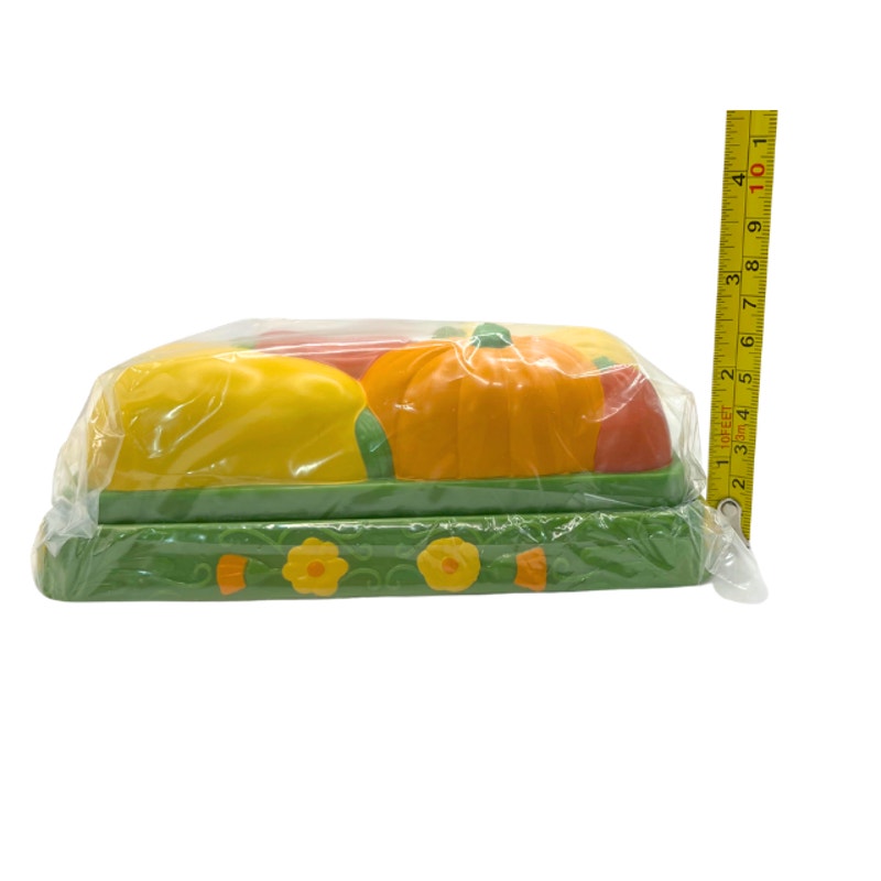 Vintage Avon Avocado Green Harvest Vegetables Melamine Butter Dish NIB