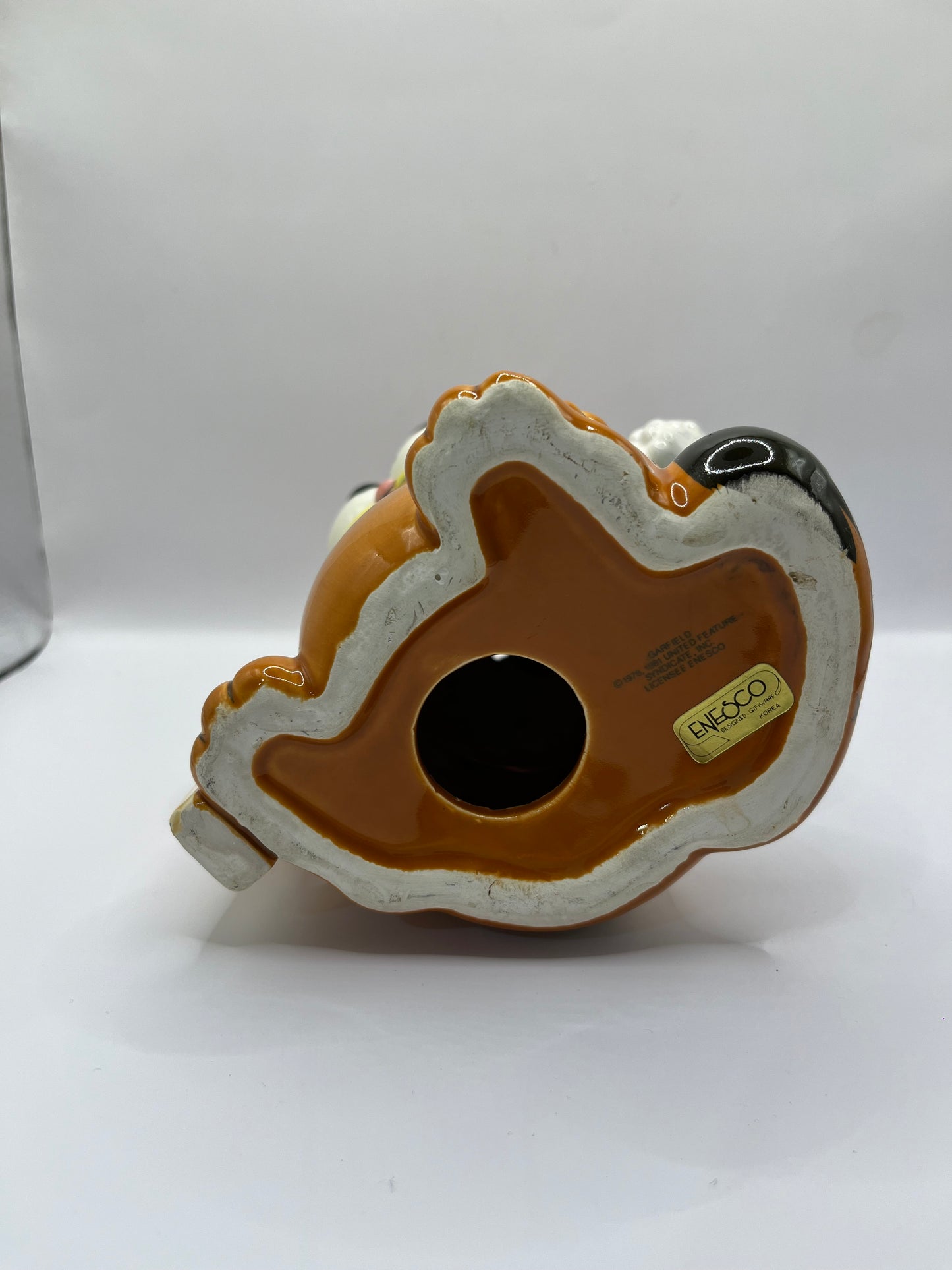 VNT Enesco Ceramic Garfield Skiing Piggy Coin Bank