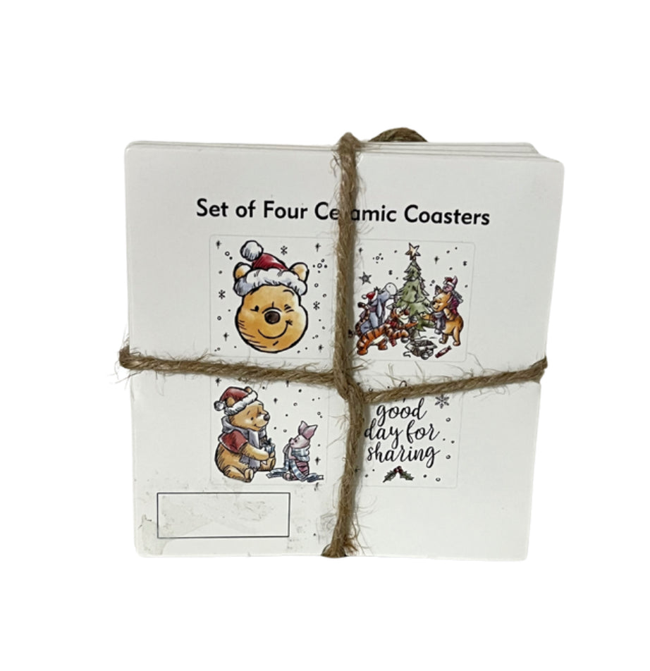 Disney Winnie the Pooh A Good Day For Sharing Set of Four Ceramic Coasters Unopened Pre Owned