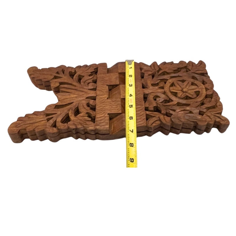 Vintage Hand Carved Sheesham Wood Folding Book Stand Rehal Quran Holder India