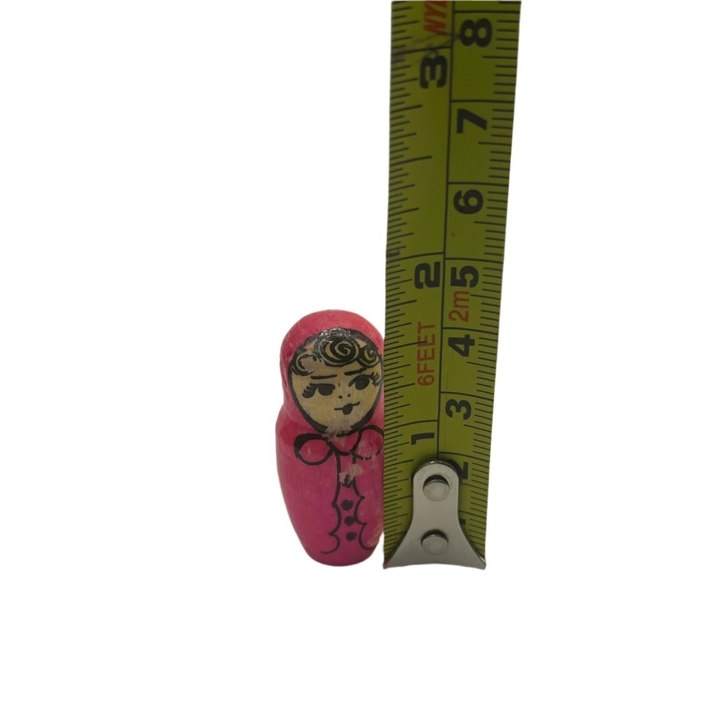 Vintage Russian Matryoshka Nesting Dolls Red Pink Purple Floral Design Set of 5