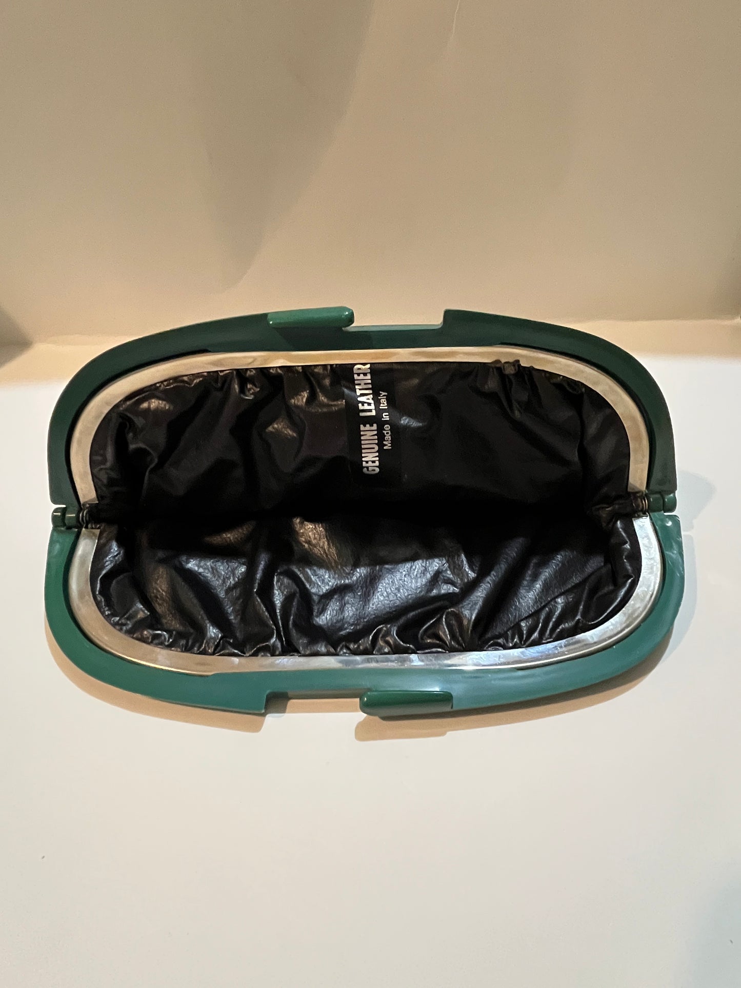 Vintage Italian Style Dark Green Reptilian Clutch Forest Green