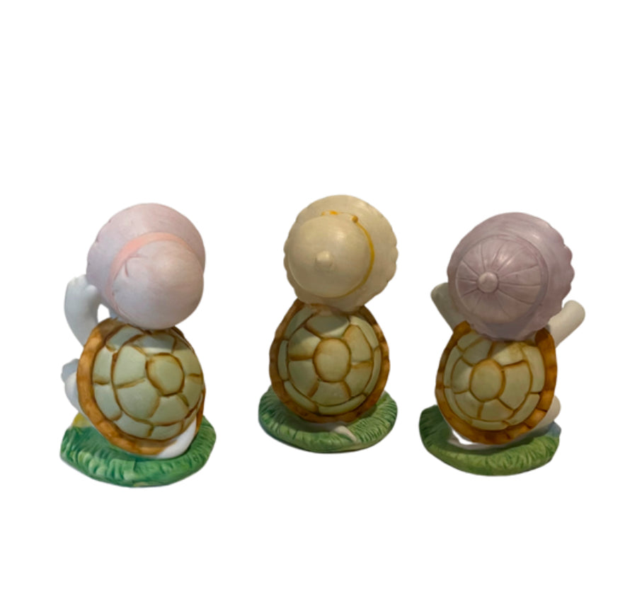 3 Homco Accents Bonnet Turtle Figurines Vintage
