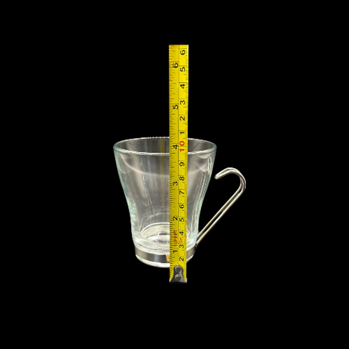 Bormioli Rocco Oslo Glass Cappuccino Cup Set 4 SS Handle Clear 7.5oz