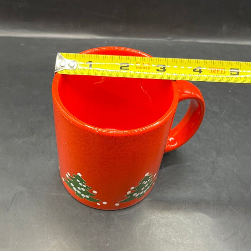 Vintage Waechtersbach Christmas Tree Red Ceramic Coffee Mug West Germany 4 In