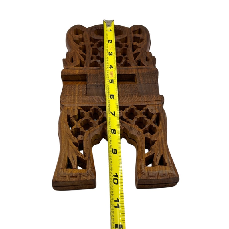 Vintage Hand Carved Sheesham Wood Folding Book Stand Rehal Quran Book Holder