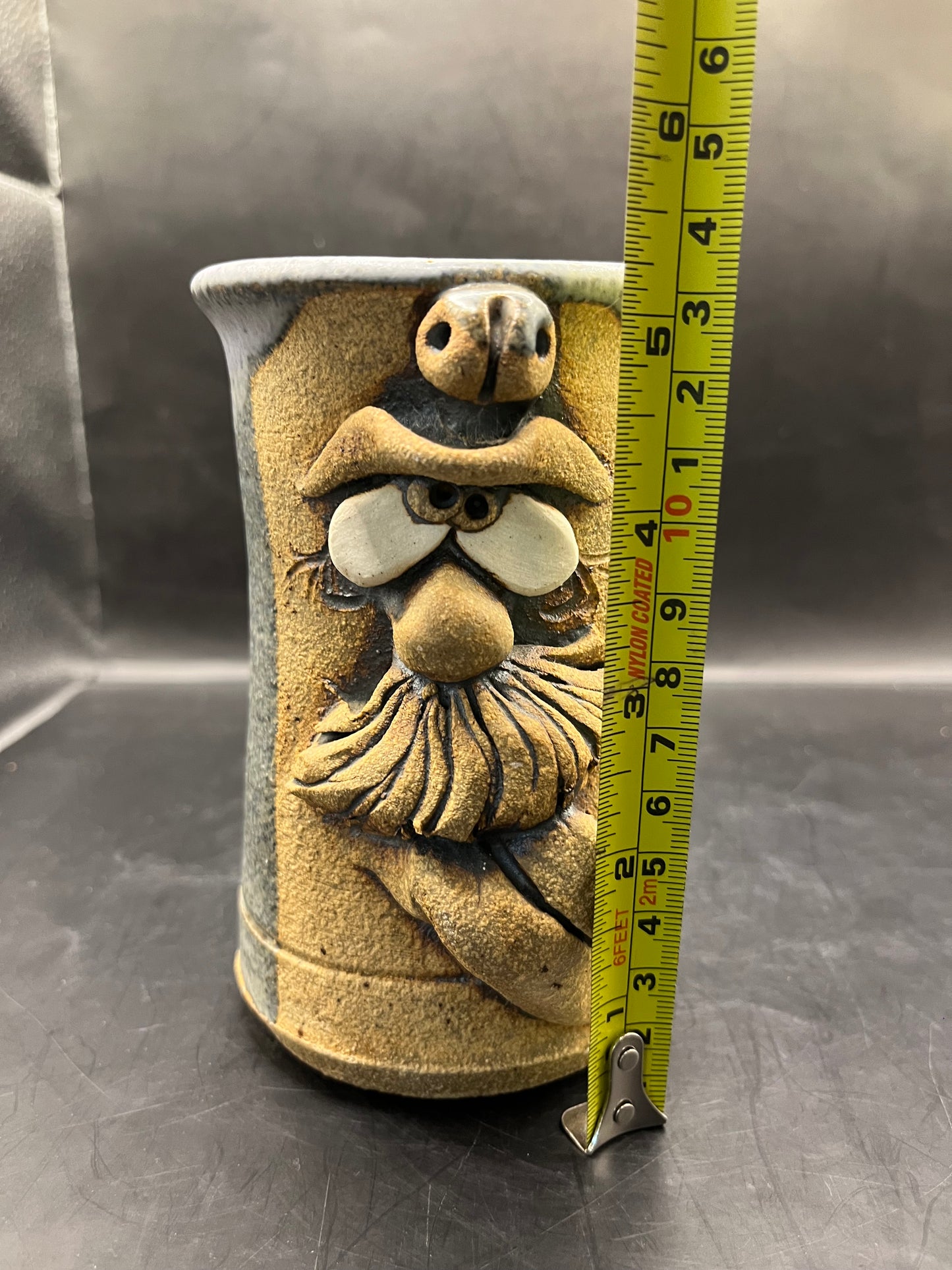 Signed Vintage "Ugly" Funny Face Handmade Stoneware Potter Mug