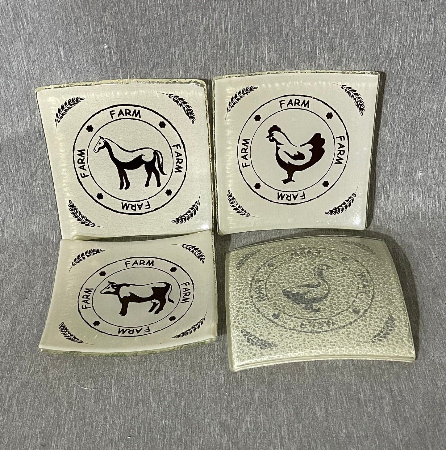 Farm Fresh Curved Glass Coasters- Set of 4