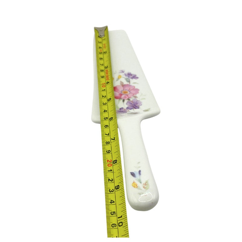Vintage Andrea by Sadek Porcelain Cake Pie Server Purple Pink Floral Pattern