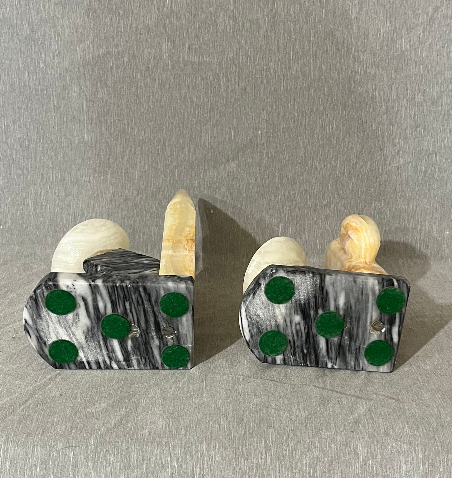 1980s Solid Marble 3 Tone Saguro Cactus Sombrero Bookends