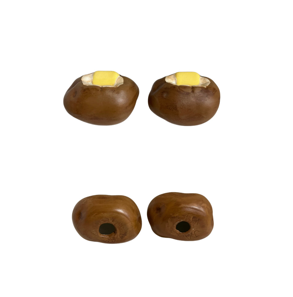 Artist Signed 1970s Baked Potato Salt and Pepper Shakers