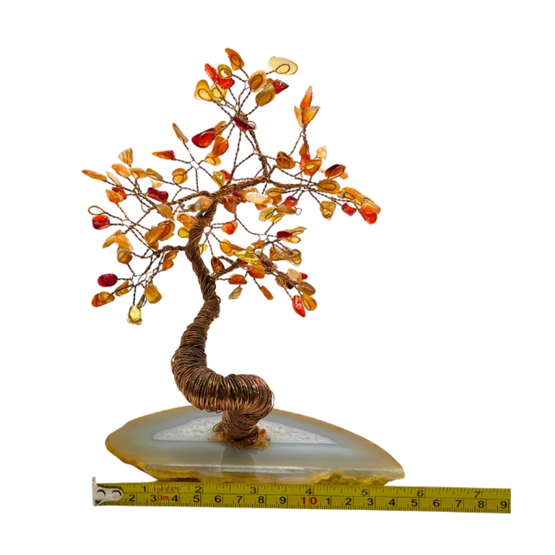 Vintage Gemstone Chalcedony Tree of Life Copper Wire Geode Base