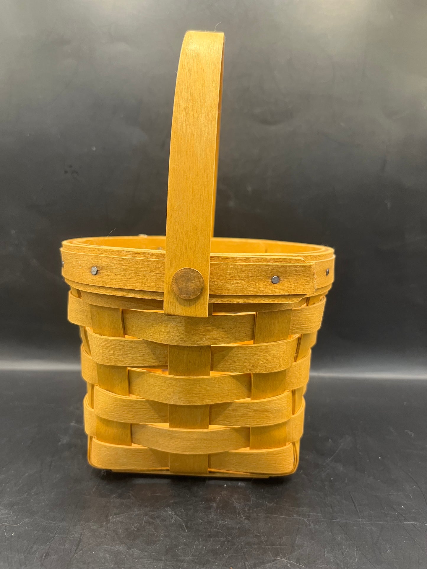 1998 Longaberger Berry Square Bottom Round Top Basket With Swing Handle
