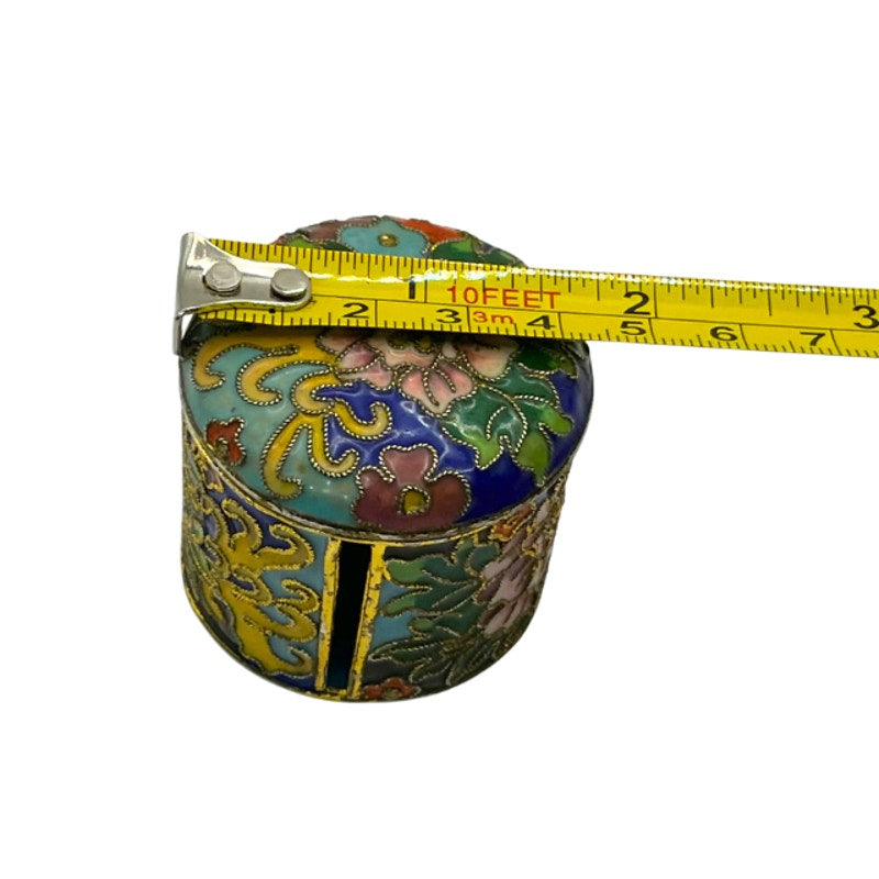 Vintage Chinese Cloisonne Postage Stamp Dispenser Roll Holder