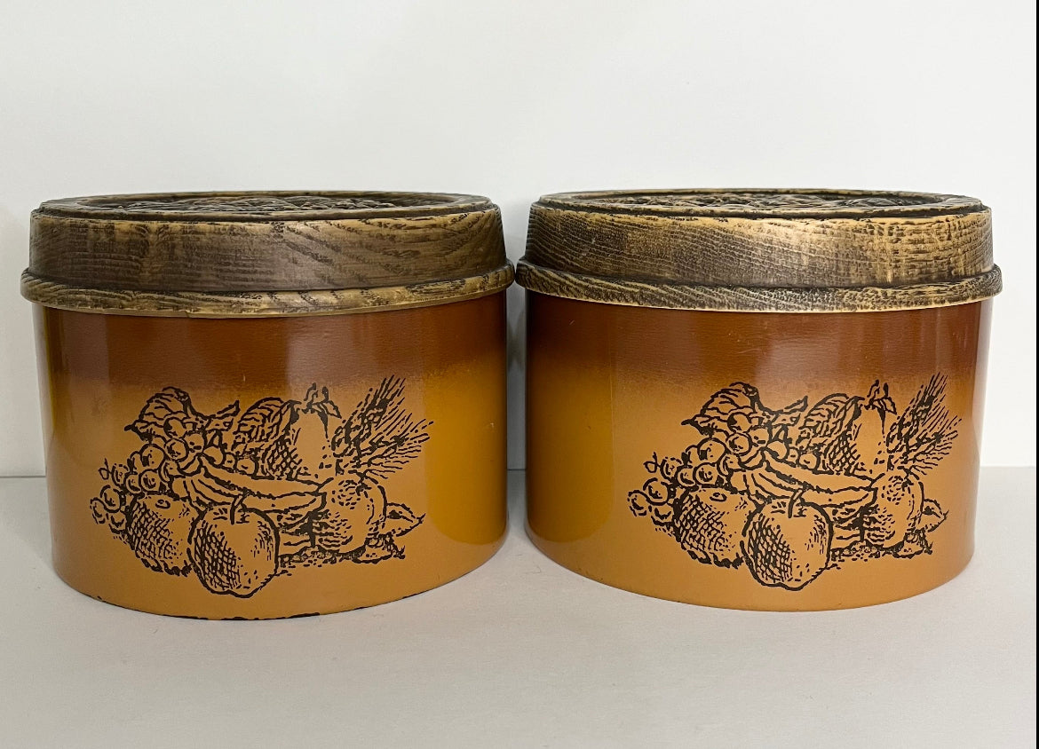 1970s Brown Ombré Cheinco Tin Canister Set of 2