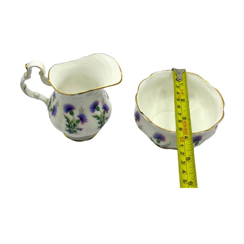 Vintage Royal Albert Brigadoon Bone China Creamer and Sugar Bowl with Gold Trim