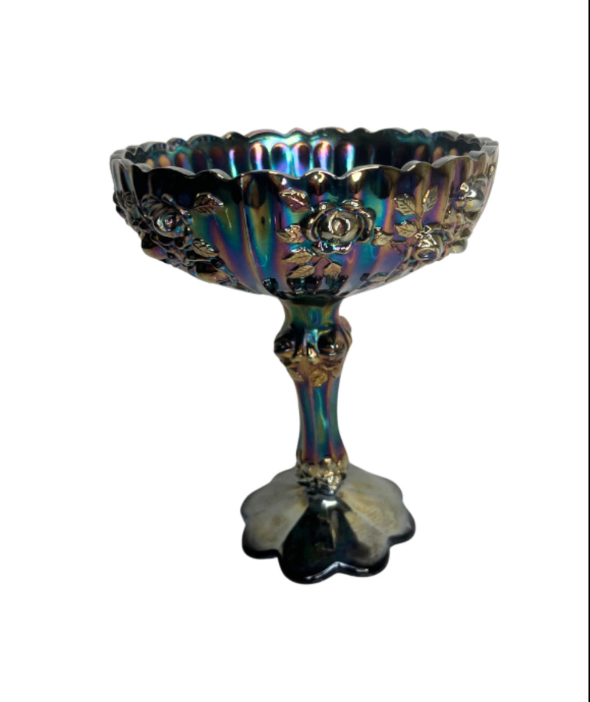 Fenton Amethyst Carnival Glass Cabbage Roses