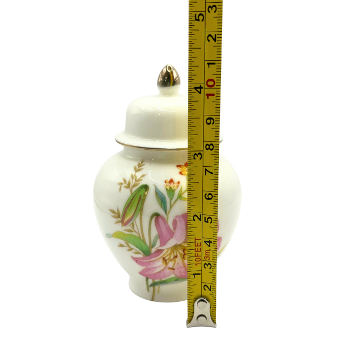 Vintage Flambro Spring Fantasy Porcelain Ginger Jar Lidded Floral Chinoiserie