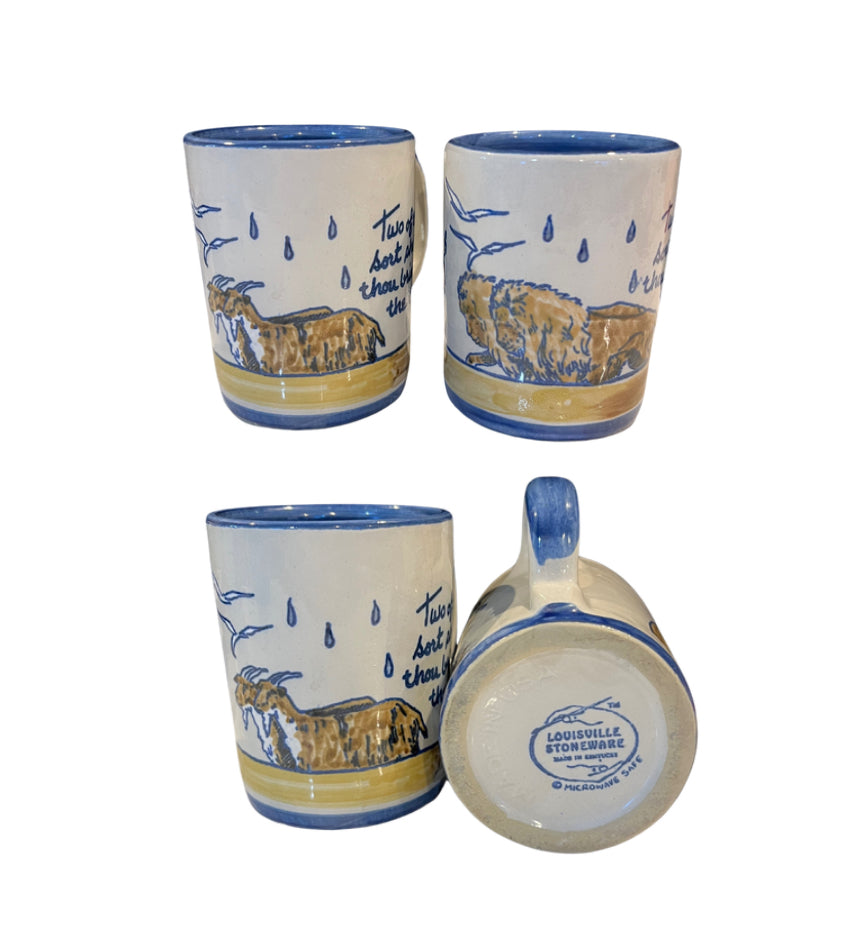 Set of 2 Louisville Stoneware Noah's Ark “Two of Every Sort” Lions Goats 12-oz Coffee Mugs