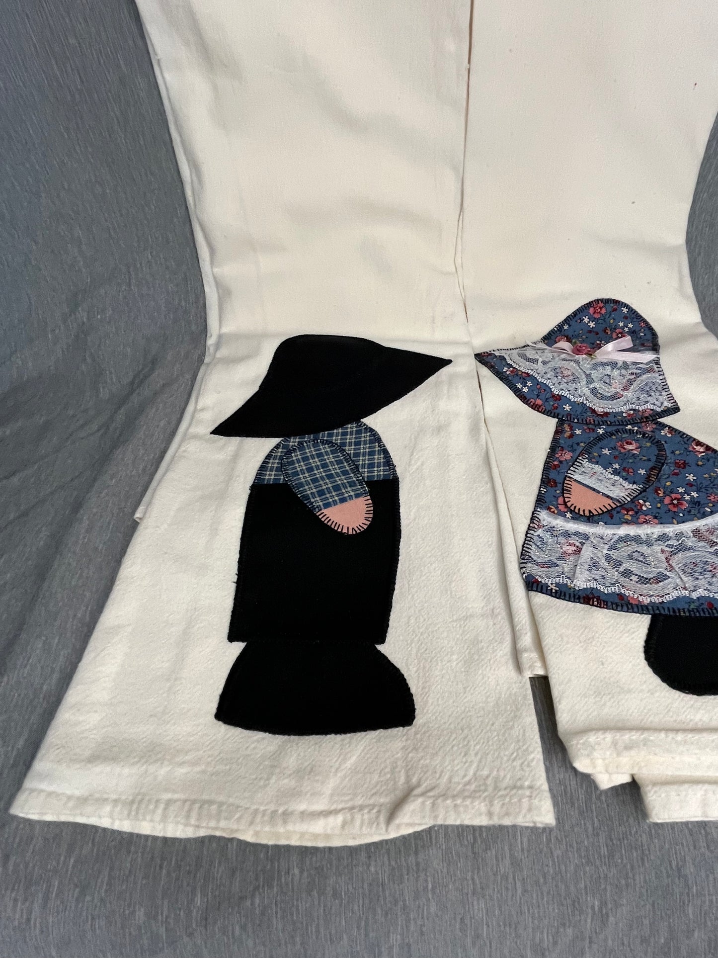 Vintage Sun Bonnet Girl and Boy Kitchen Towels, Large