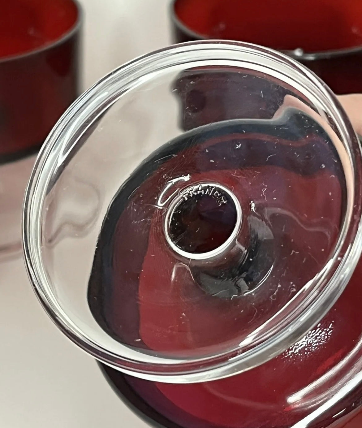 Luminarc Arcoroc France Ruby Red Stem Champagne / Dessert Glasses