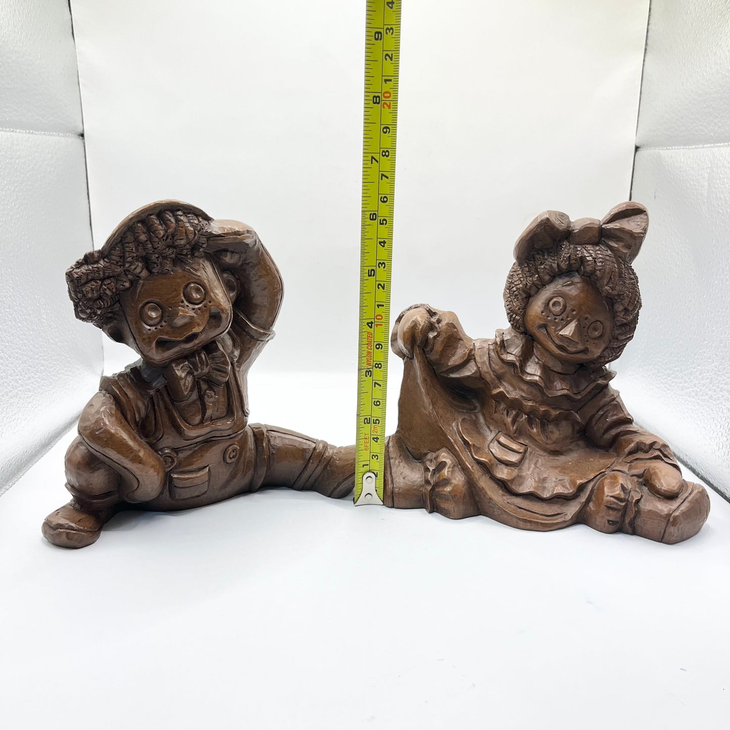 Raggedy Ann and Andy RED MILL Handcrafted Wooden figurines Vintage 1989