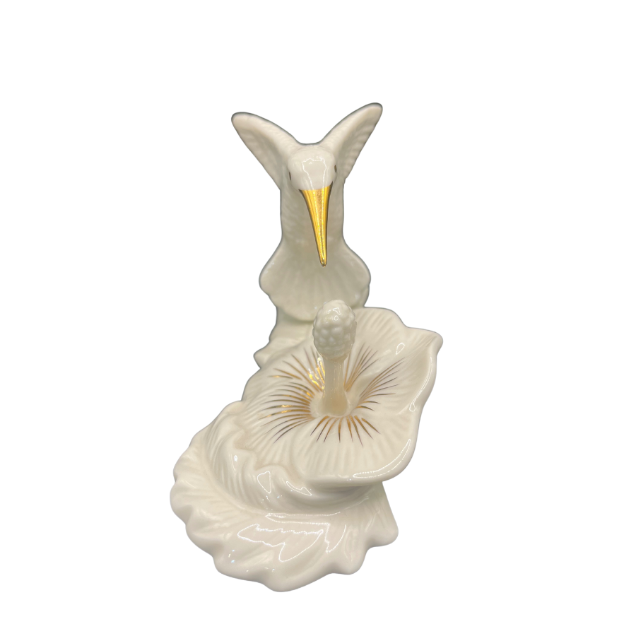Vintage Lenox Hummingbird Ring Dish Cream and Gold