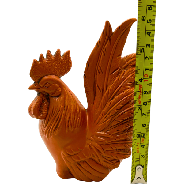 Japanese Ceramic Zodiac Chicken Roster Statue Vintage Red Clay Lucky Charm Figurine Signed