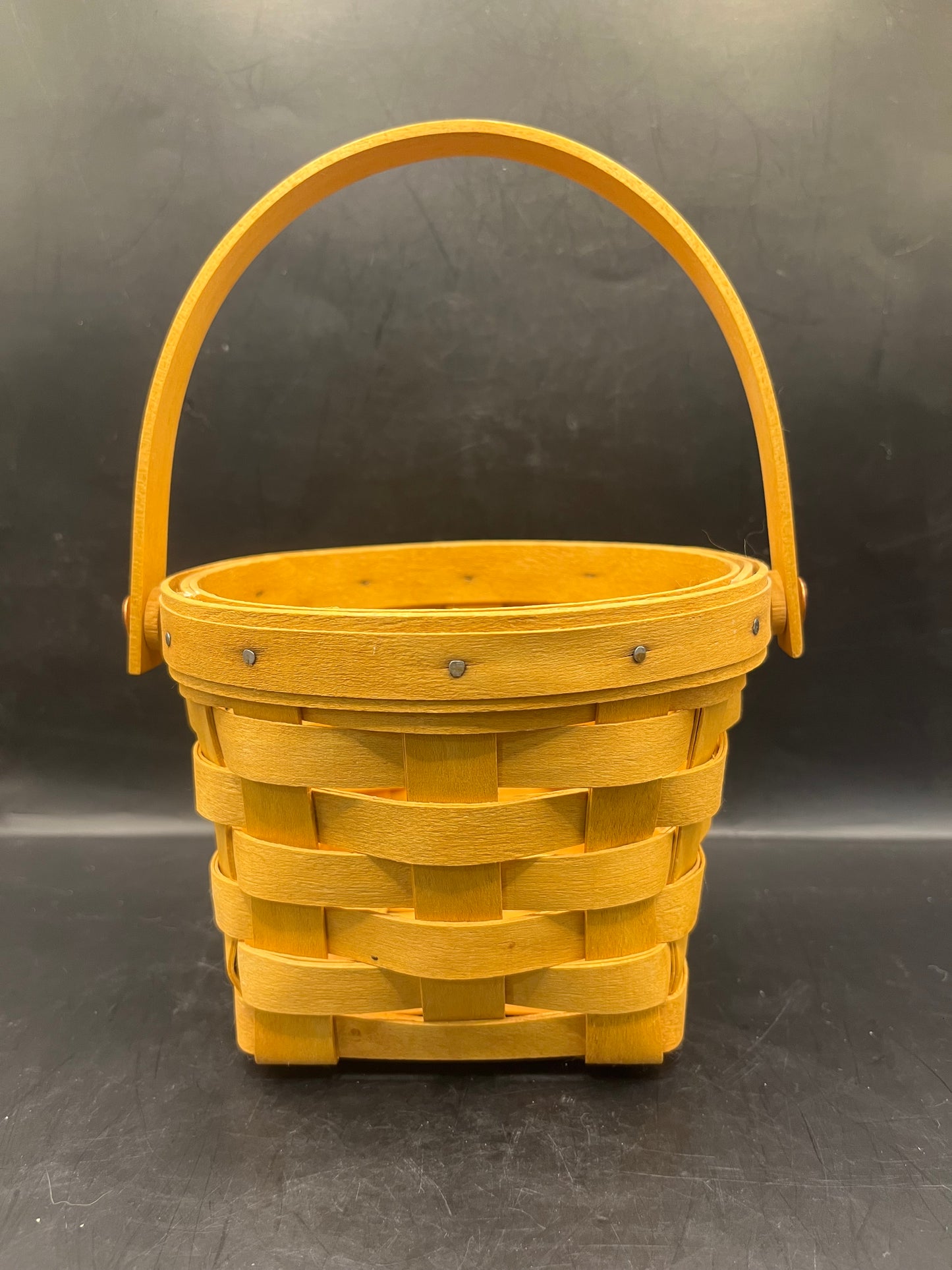 1998 Longaberger Berry Square Bottom Round Top Basket With Swing Handle