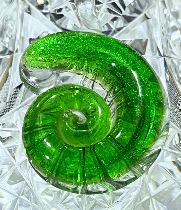 Dichroic Glass Seashell Pendant Green Metallic