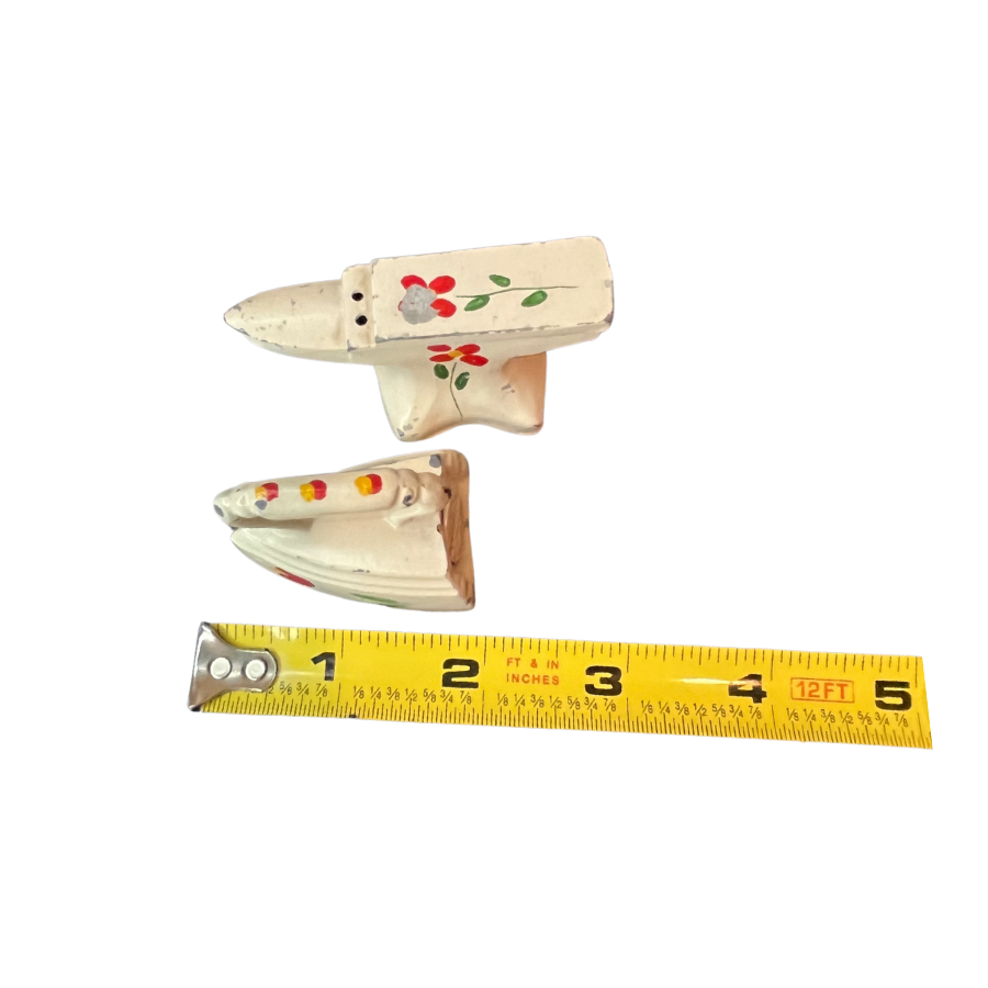 Mid Century Miniature Steel Anvil and Iron Salt and Pepper Shakers - Marriage Set