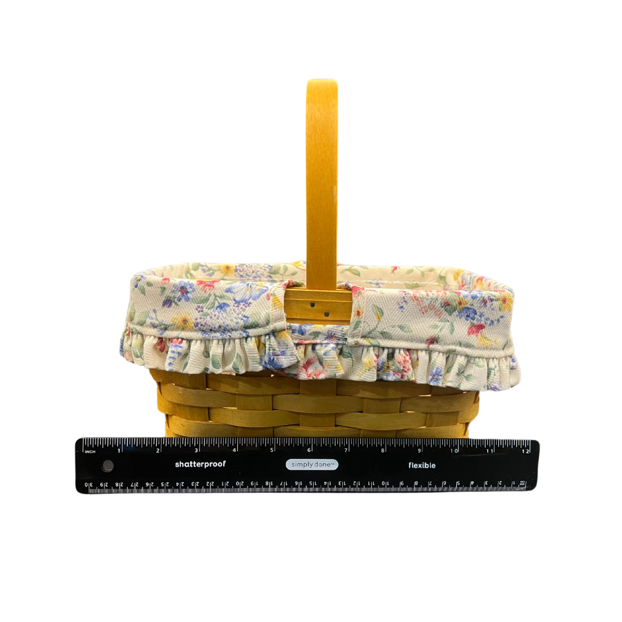 Vtg 1999 Longaberger Rectangle Shaped Basket with Linen Plastic Protector and Handle