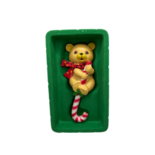 Vtg Teddy Bear Stocking Holder Striped Candy Cane in Box