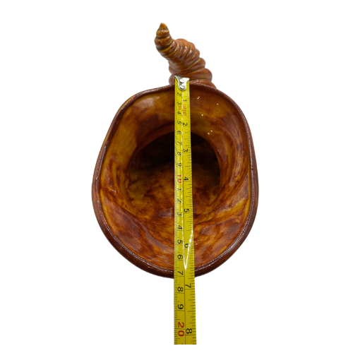 Vintage Cornucopia Atlantic Mold Ceramic Centerpiece Hand Painted with Brown Copper Tones