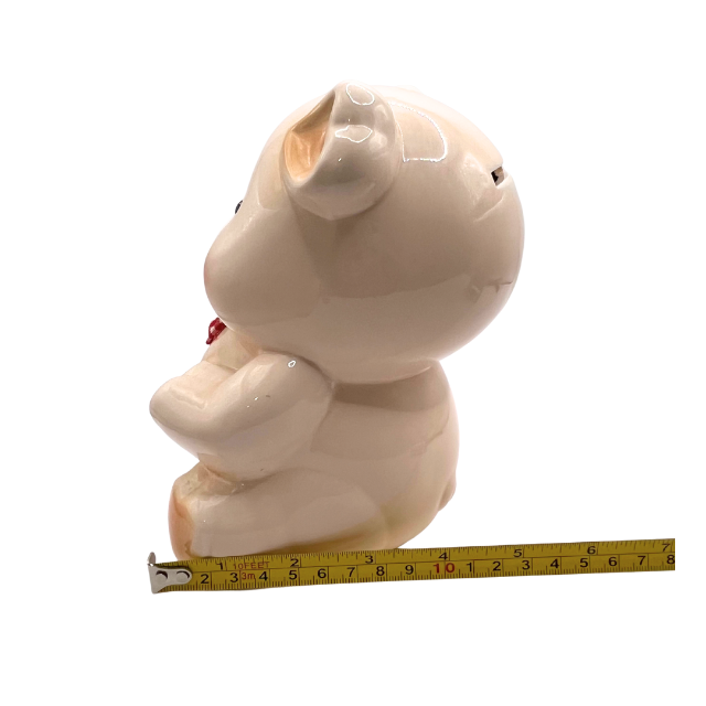 Vintage Anthropomorphic Piggy Bank 7" Hand Painted High Gloss Finish Ceramic Figurine