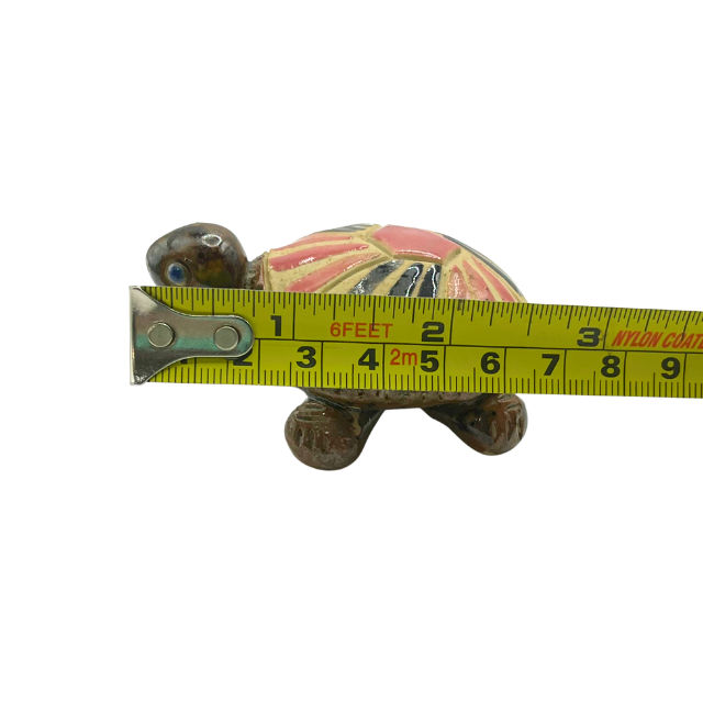 Vintage Miniature Mother & Baby Turtle Figurines Hand-Painted Clay Folk Art Terracotta Decor