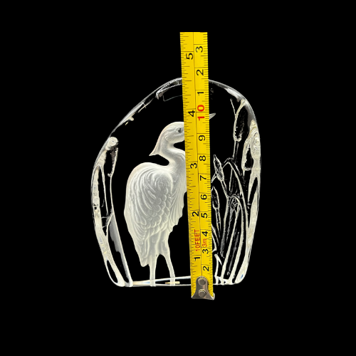 Wedgwood Crystal Reverse Cut Paperweight Wild Birds Heron