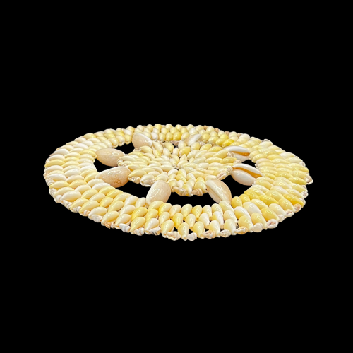 Vintage 8.5" Cowrie Sea Shell Trivet Doily Sea Shell Star Pattern