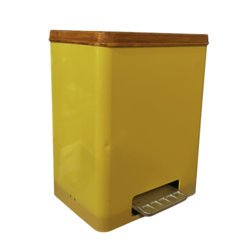 * 1970z CHEINCO Housewares Woodbury Fruit Faux Wood Vintage Yellow Ombre Trash Can Waste Bin