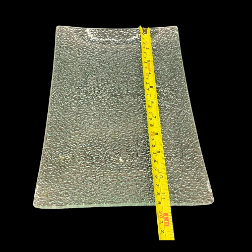 11.5" by 7" Rectangle Rain Drop Texture Clear Vanity Tray / Appetizer Serving Tray Curved Edge
