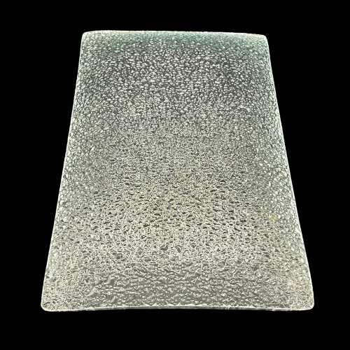 11.5" by 7" Rectangle Rain Drop Texture Clear Vanity Tray / Appetizer Serving Tray Curved Edge