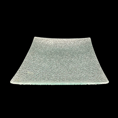 11.5" by 7" Rectangle Rain Drop Texture Clear Vanity Tray / Appetizer Serving Tray Curved Edge
