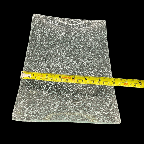 11.5" by 7" Rectangle Rain Drop Texture Clear Vanity Tray / Appetizer Serving Tray Curved Edge