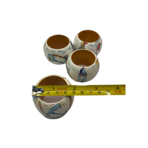 Dansk Nautical Napkin Rings Set of 4 Beach Sailboats Decor