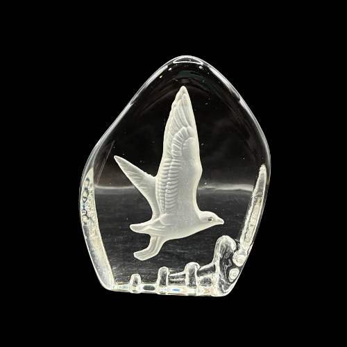 Wedgwood Crystal Reverse Cut Paperweight Wild Birds - Seagull
