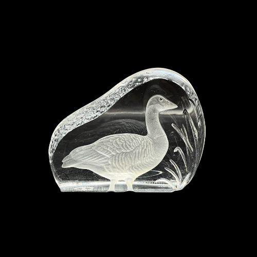 Wedgwood Crystal Reverse Cut Paperweight Wild Birds - Goose
