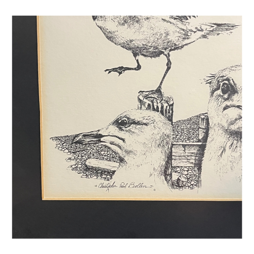 Signed Christopher Paul Bollen "Mr. Livingston, I Presume" Framed Seagulls Art