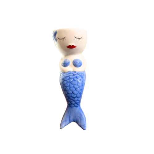Mermaid Planter Ceramic Shelf Sitting Nautical Beach Home Decor
